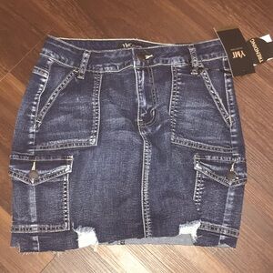 YMI Collections Carpenter Cargo Denim Jean Skirt NWT